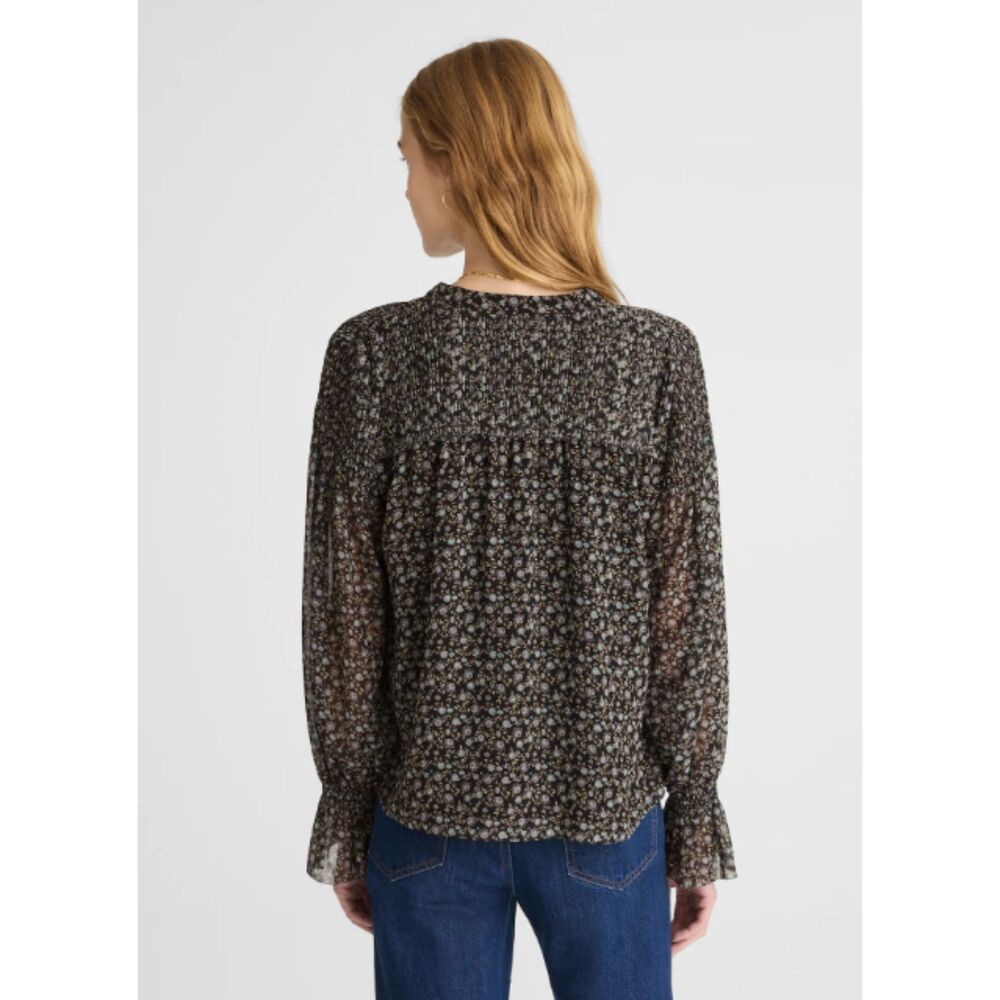 Madewell Semi-Sheer Split-Neck Top Jet Black Floral Large - Picture 8 of 8